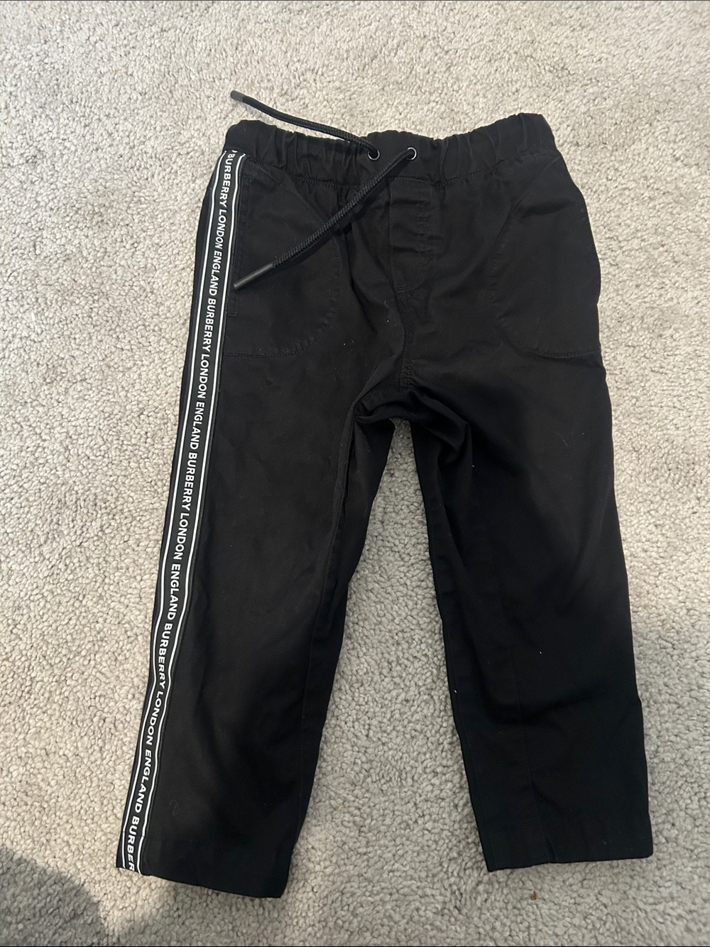Burberry Black Elastic Waist Logo-Trim Pants